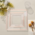 thumbnail image 4 of BalsaCircle 10 Pieces 7" Clear Rose Gold Trim Plastic Square Plates Disposable Tableware, 4 of 8
