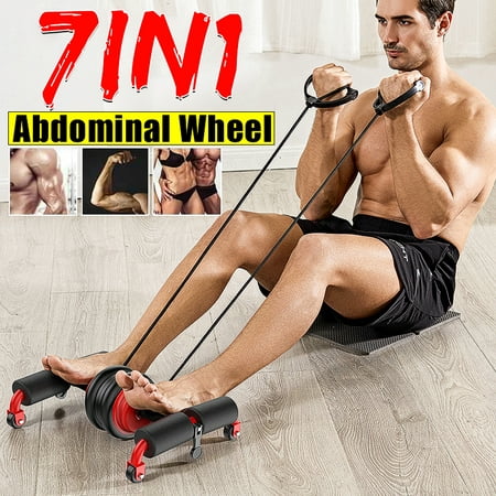 Ab Roller Wheel, 7-in-1 Ab Roller Kit with Knee Pad, Pull Rope Core Workout for Push Up , Perfect Home Gym Equipment for Men Women Abdominal Exercise