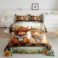 thumbnail image 2 of Highland Cow Queen Comforter Set,Farmhouse Animal Bedding Set,Floral Cowgirl Down Comforter,Rustic Flower Reversible Bed Set with 2 Pillowcases Lightweight, 2 of 7