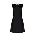thumbnail image 4 of Usmixi Formal Dresses for Women Cocktail Party Prom Sexy Slim Spaghetti Strap Mini Dresses Sleeveless V-Neck Solid 2023 Summer Short Dress Black XXL, 4 of 6