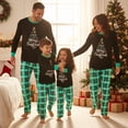 thumbnail image 2 of Family Matching Christmas Pajamas, Letter  Leaf Print Long-Sleeved Round Neck Tops + Plaid Pattern, 2 of 10