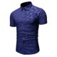 thumbnail image 3 of Camisa de manga corta con estampado floral de ajuste delgado para negocios con botones informales para hombres Pompotops  oipoqjl47828, 3 of 4