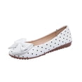 thumbnail image 2 of hoksml Women Round Toe Ballet Flats, Polka Dot PU Upper Big Bow Decor Slip On Casual Walking Flat Shoes, 2 of 8