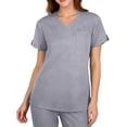thumbnail image 4 of Scrub Tops for Woman - Soft Stretch, V-Neck Top Scrubs with Pockets, Easy Care for Women Light Gray XL, 4 of 4