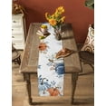 thumbnail image 5 of Thanksgiving Table Runner 120 Inches Long for Dining Table Decor,Blue White Pumpkin Eucalyptus Autumn Burlap Linen Farmhouse Table Runner Coffee Table Runners Dresser Scarf for Kitchen Party Holiday, 5 of 8