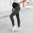 thumbnail image 6 of BRGZLK Maternity Jeans Pants Summer Trendy High Waist Belly Support Slim Stretch Pregnancy Casual Fitted Slimming Distressed Denim Pants Black M, 6 of 7