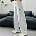 thumbnail image 4 of XIMIN Girl's Baggy Sweatpants Elastic Waist Yoga Pants Drawstring Wide Leg Sweatpants with Pockets Trendy Athletic Grunge Clothes Casual Loose Comfy Lounge Joggers, 4 of 8
