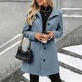 thumbnail image 2 of Tqcoqu Pea Coats For Women Wool Blend Stand Collar Single Breasted Trench Coat Fashion A-Line Fall Winter Jackets, 2 of 10
