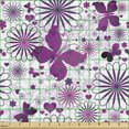 thumbnail image 2 of Ambesonne Butterfly Fabric by the Yard Upholstery, Purple Color Fauna, 1 Yard, Purple White, 2 of 5