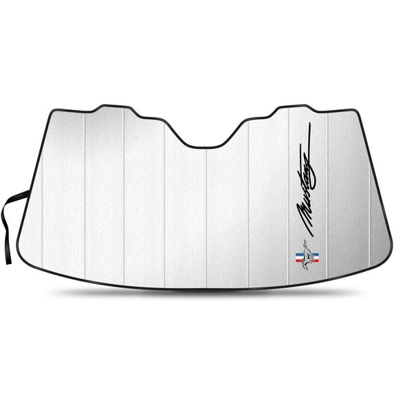 Ford Mustang Script Universal Fit Enforced Stand-Up Auto Windshield Sun Shade at Standard Size 54"x 27.5"