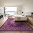 thumbnail image 3 of ODIKA 9'x12' Washable Area Rug Purple Delicate Pink Border Balanced Decorative Furry Quilted for Dining Room, Basement, Large Office, Non-Slip Chair-Friendly, 3 of 7