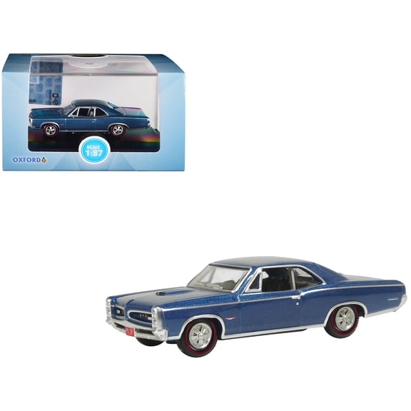1966 Pontiac GTO Fontaine Blue Metallic 1/87 (HO) Scale Diecast Model Car by Oxford Diecast
