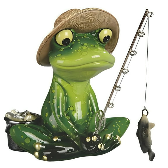 FC Design 6"W Frog Fishing Figurine Statue Sculpture Ornament Decoration Home/Room Decor and Unique Gift Ideas for Housewarming, Holidays and Birthdays