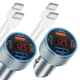 thumbnail image 1 of Cargador de coche Avatcen de 65 W y 4 puertos USB C con cable de 2 x 1,8 m para iPhone, 1 of 8