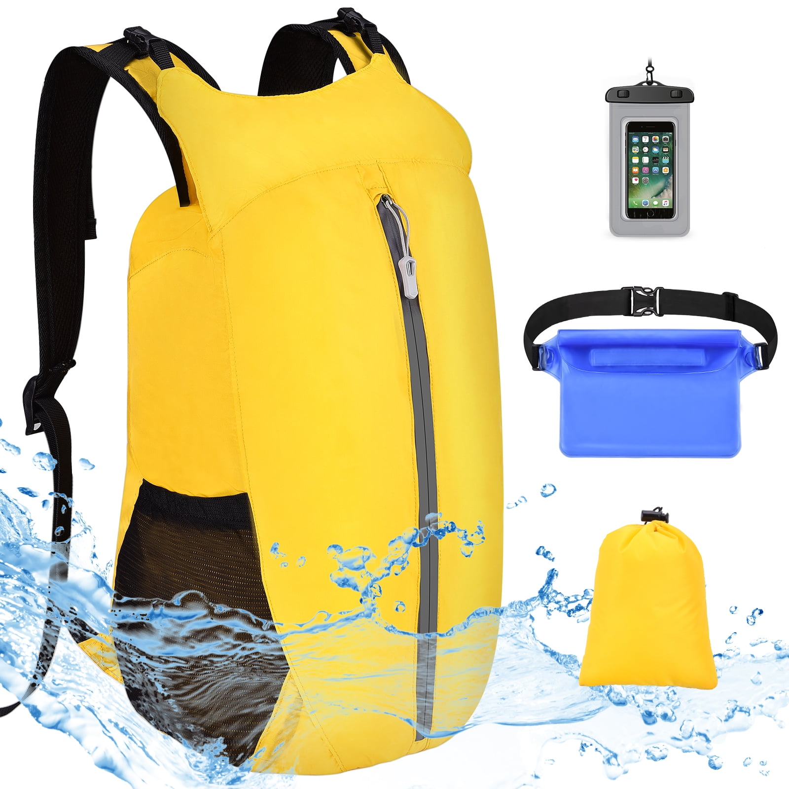 Floating Bag with Zippered Pocket and Phone Case HEETA Waterproof Backpack for Women Men 35L Dry Bag Backpack with Roll-Top Closure Black Waterproof Bag for Kayaking Boating Rafting Fishing Beach 