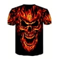 thumbnail image 2 of Men's Skull Flame T-Shirt - Black with Bright Orange/Yellow Gothic Print, Short Sleeve Round Neck Casual Streetwear, Machine Washable Regular Fit Urban Fashion Shirt Suitable for Men, 2 of 6