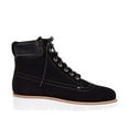 thumbnail image 2 of Shellys London Erin Black Suede Low Wedge Fashion Combat Lace Up Ankle Boots (Black, 8), 2 of 5