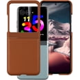 thumbnail image 3 of Real Leather Case with Screen Protector for Motorola Razr+ 2023, Hard Polycarbonate Shell, 3 of 13
