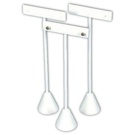 3 Earring T Stand White Leather Showcase Display 6.75"