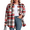 Red, variant on PPYOUNG Women's Plaid Shackets Flannel Long Sleeve Button Down Shirts Outwear Coat Jackets, Navy