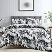Jaba USA Modern Black and White Marble Penthouse Edition Queen Size Comforter 3 Piece Set