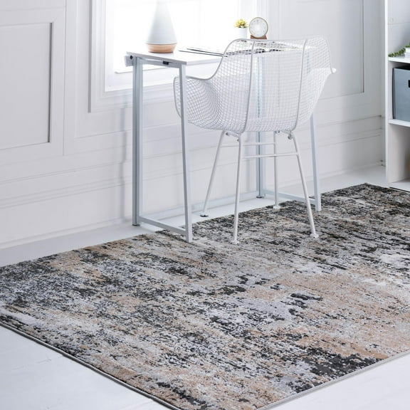 Unique Loom Leipzig Collection Area Rug - Bach (5' 1" x 8' Rectangle Beige/Ivory)