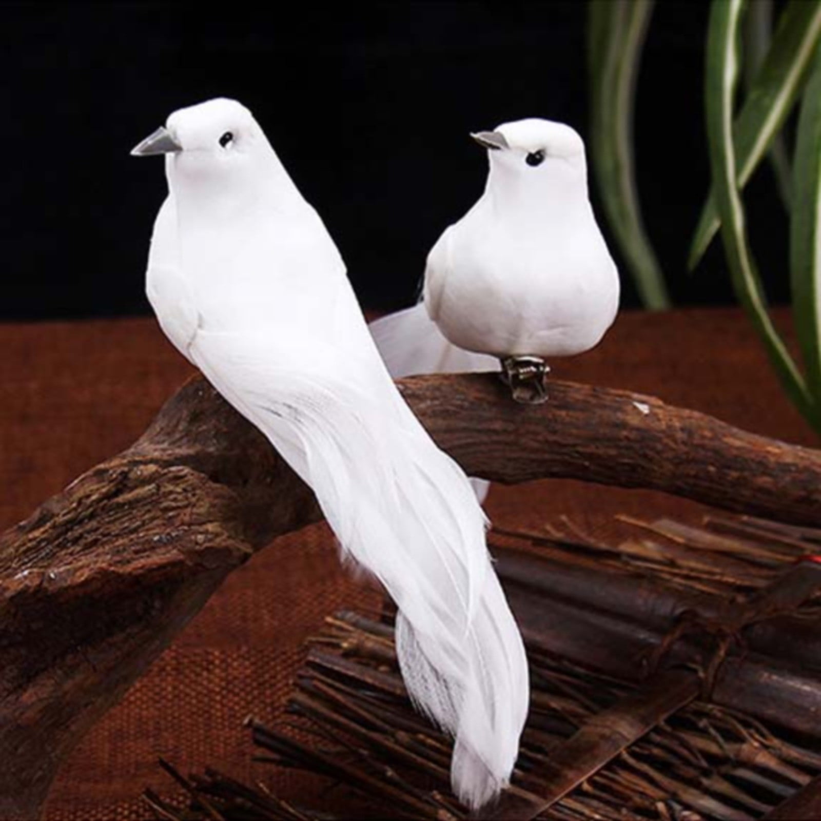 THHEIC Artificial Birds, Artificial White Doves Simulation Foam White Feathered Artificial Birds Doves Clip On Ornament for Christmas Tree Decorations, Wedding, Wreaths & Crafts