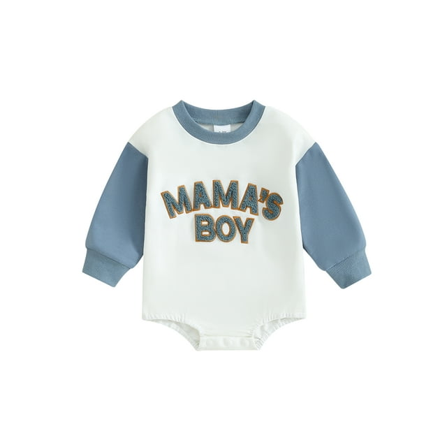 ZAXARRA Baby Boy Sweatshirt Romper Letter Pattern Long Sleeve Jumpsuit for Infant Toddler Fall Outfit