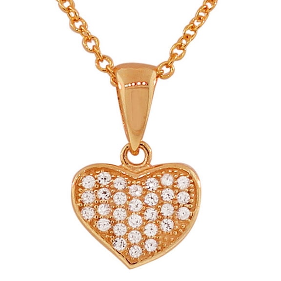 925 Sterling Silver Love Heart White CZ Pendant Necklace