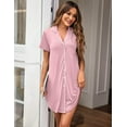 thumbnail image 2 of Ekouaer Womens Nightgown Button Down Sleepshirts Short Sleeve Sleepwear Boyfriend Nightshirts Pajama Dress, 2 of 6