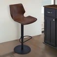 thumbnail image 4 of Zuma Adjustable Swivel Metal Barstool in Vintage Coffee Faux Leather and Black Metal Finish, 4 of 9