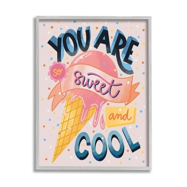 Stupell Industries Sweet & Cool Retro Patterned Polka Dot Ice Cream Graphic Art Gray Framed Art Print Wall Art, Design by Dominika Godette