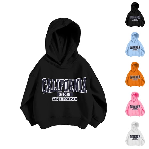 California San Francisco Hoodies for Girl Long Sleeve Casual Loose Graphic Hooded Sweatshirt Kids Pullover Tops