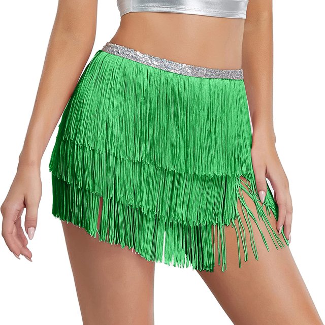 Falda de tutú con borlas y lentejuelas para mujer, minifalda Sexy con flecos para danza del vientre, pañuelo para la cadera, para Club, fiesta, espectáculo de escenario