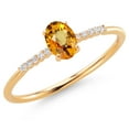 thumbnail image 3 of Gem Stone King 10K Yellow Gold Oval Yellow Sapphire and White Lab Grown Diamond Engagement Ring for Women (0.67 Cttw, Oval 6X4MM, Gemstone September Birthstone, Available in Size 5, 6, 7, 8, 9), 3 of 6