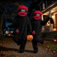 thumbnail image 4 of Funny Cartoon Monster Plush One-Piece Pajamas, Cozy Couple Matching Loungewear for Adults, Comfy Game Night Sleepwear with Hood and Comb, Halloween Oversized Fleece Onesie(Black,XL), 4 of 8