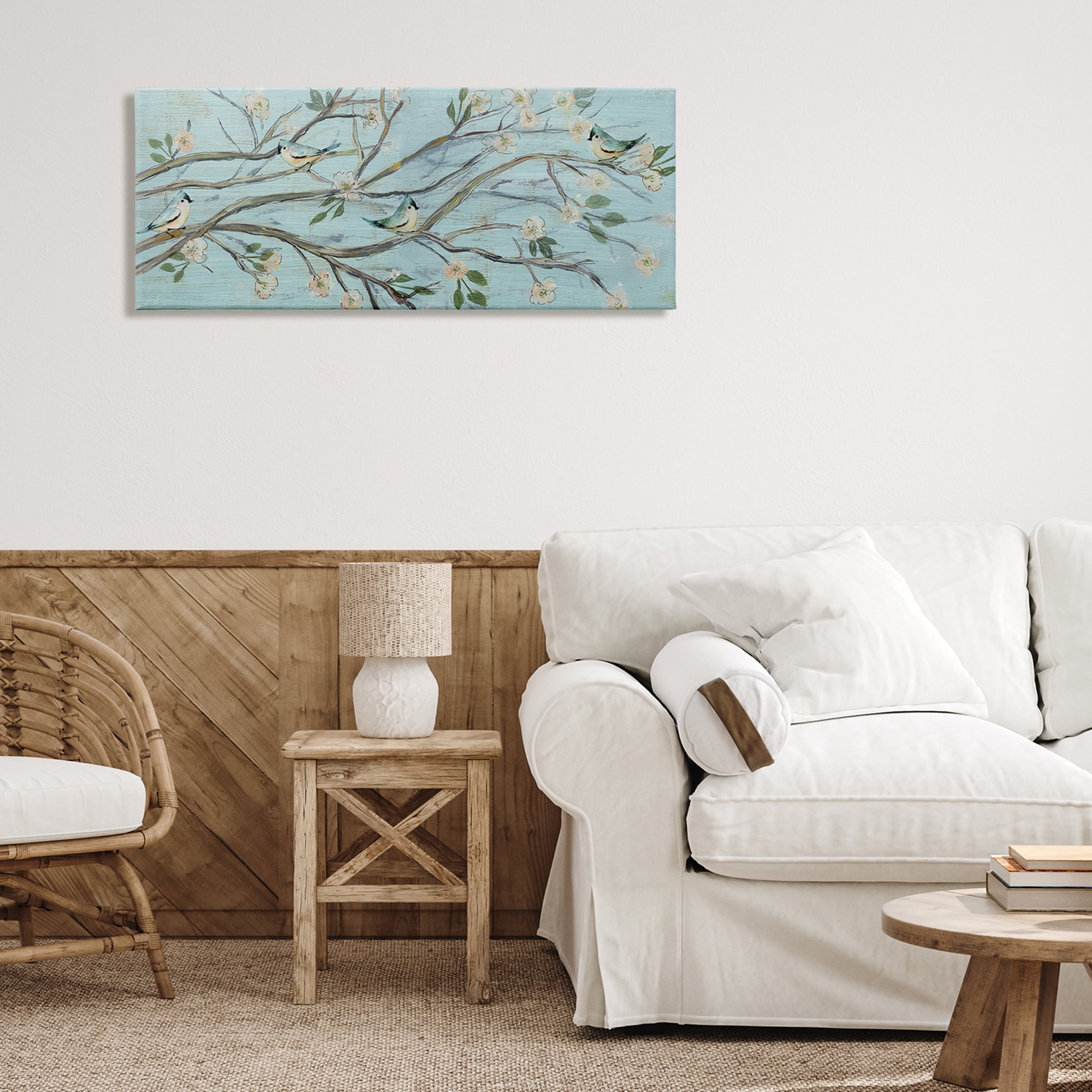 Stupell Industries Tranquil Blue Birds Cherry Blossom Tree Branch , 40 x 17, Design by Susan Jill
