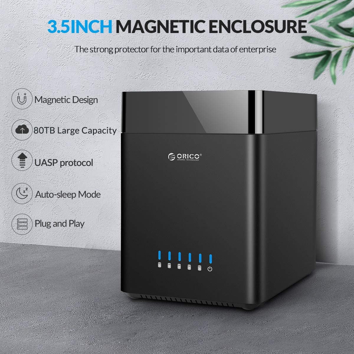 ORICO 3.5/2.5 inch 5 Bay Hard Drive Docking Station USB C to SATA 5Gbps External Hard Drive Enclosure up to 5*16TB,Built-in Fan for Data Backup