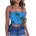 thumbnail image 4 of Lovskoo Tube Tops for Women Floral Printed Basic Bandeau Cropped Tops Strapless Casual Going Out Crop Top Blue, 4 of 4