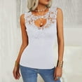 thumbnail image 3 of Babysbule Womens Tank Tops Women Solid Color Lace Stitching Hollow Sleeveless Vest Top T-Shirt, 3 of 6