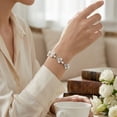 thumbnail image 3 of Bling Jewelry Womens White Cultured Freshwater Pearl Strand Bracelet Multi Flowers Leaf Motif 7 Inch Silver Plated, 3 of 5
