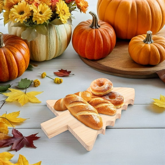 Homoyoyo Khaki Wood Christmas Tree Cutting Board for Home Kitchen and Entertaining