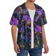 thumbnail image 2 of Balery Starry Night Iris Field Camisa Casual de Manga Corta con Botones para Hombre, Texturizada, Estilo Cubano, para Playa, Verano-X-Large, 2 of 5