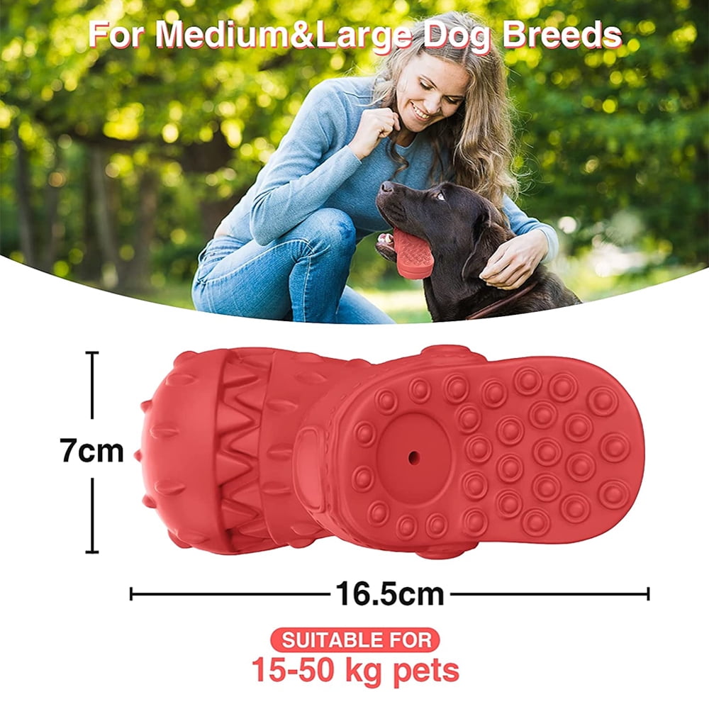 Dsseng Dog Chew Toys Indestructible - Squeaky Interactive Dog Toys for Teeth Cleaning, Rubber Dog Chew Toy with Beef