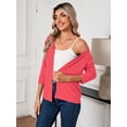 thumbnail image 3 of HOWCOME Open Front Cardigan for Women Button Down 3/4 Sleeve Knitted Tops Casual Layer, Coral Red M, 3 of 7
