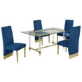 thumbnail image 1 of 5pc. 68" x 40" Glass Dining Set with 4 Chairs and Gold Stainless Steel, 1 of 4