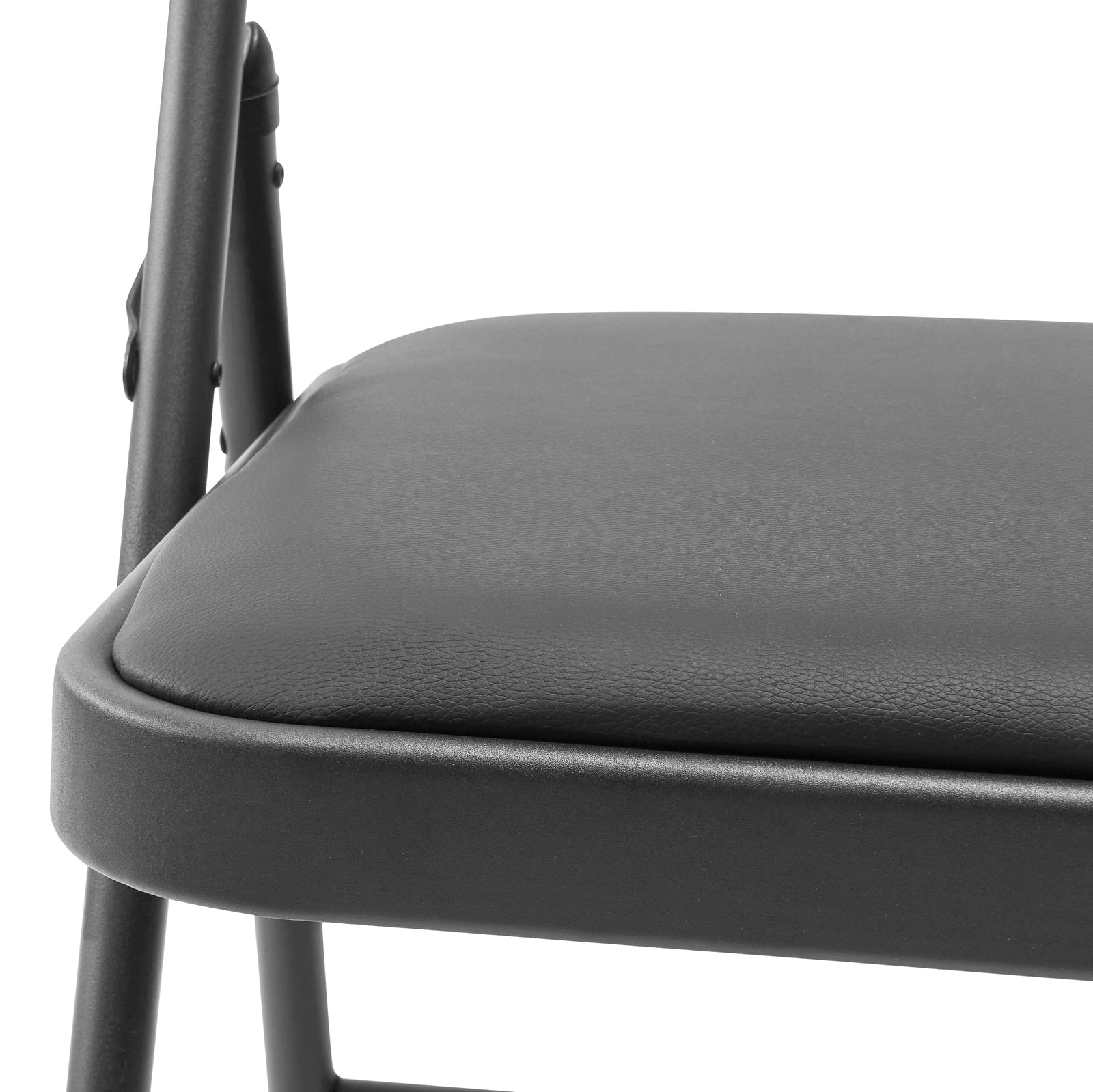 VTOY Folding Chair with Cushion 2-Pack Leather Padded Foldable Chairs Outdoor and Indoor Indoor,Black (Set of 2)