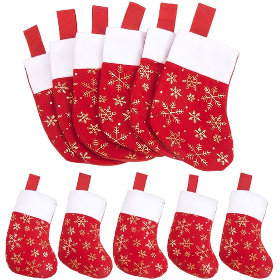 Christmas Mini Stockings,12 Pcs Felt Glitter Snowflake Stockings for Christmas Tree and Room Ornament Decoration and Gift Holder