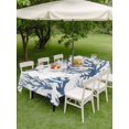 thumbnail image 5 of 60x102 Inch Outdoor Tablecloth with Umbrella Hole Zipper Rectangle Blue Grey Coral Rectangular Tablecloths Outside Waterproof Coastal Watercolor Ocean Patio Table Cloth Cover for Picnic Party, 5 of 8