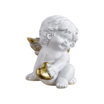 Decorative Angel Figurine with Golden Heart, Handcrafted Resin Cherub Statue for Home, Office, Shelf, and Gift Décor